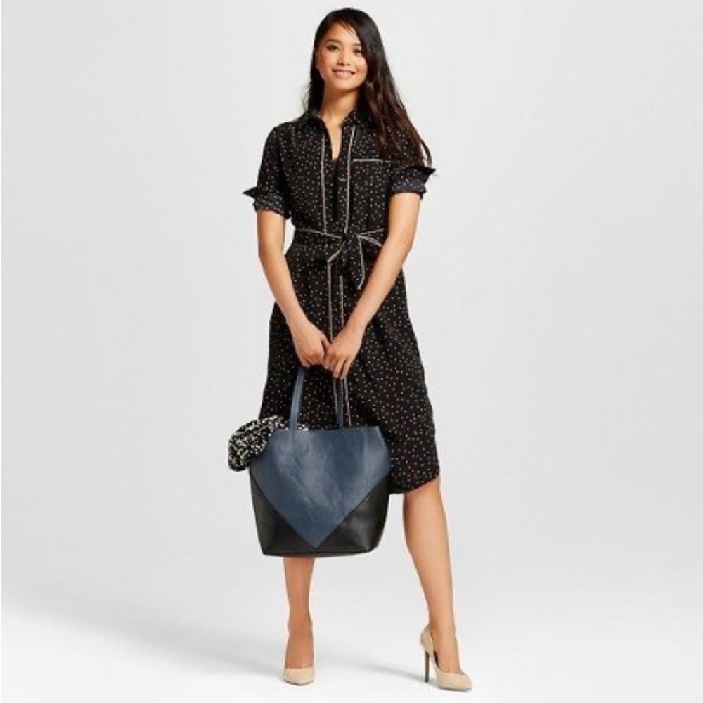 Who What Wear Polka Dot Belted Shirtdress Pajama Chic